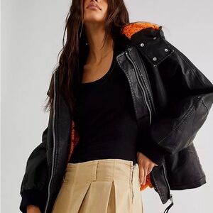 We the Free People Moxy Trapeze Vegan Jacket faux leather coat